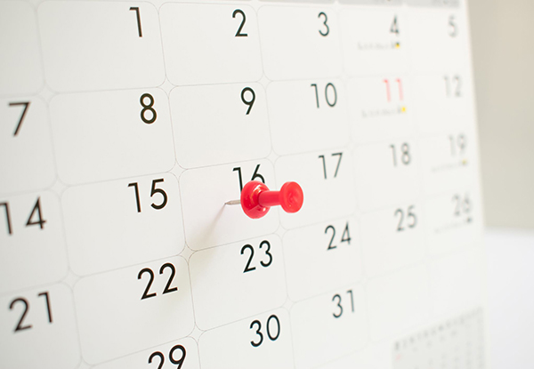 A date saved on a calendar